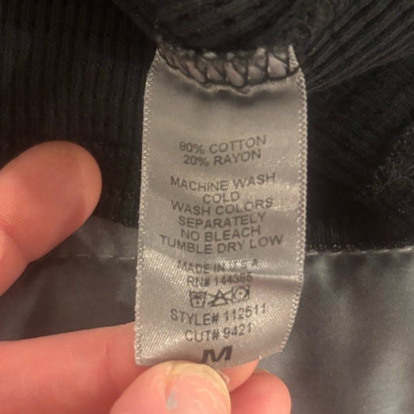 Able USA Black Charcoal Long Sleeve Thermal Shirt Ribbed Button Trip Size Medium - Picture 5 of 5